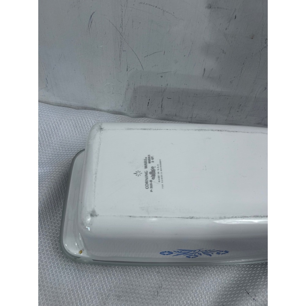Corning Ware Loaf Pan 2 QT White Blue Cornflower Floral Vintage Bakeware - Picture 5 of 8